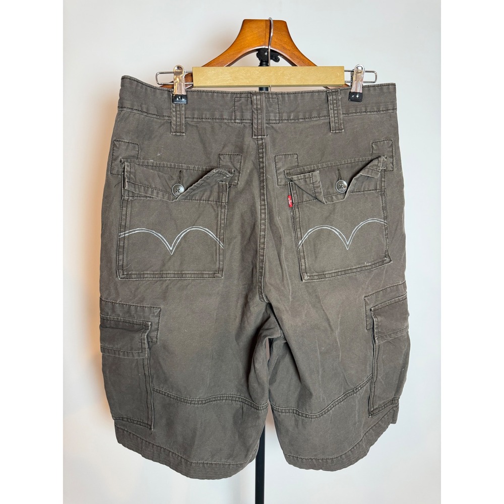Levis Squad Cargo Shorts Mens W34 Dark Brown Cotton Utility Multi Pocket